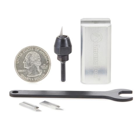 Amana Tool AMS-220 4-Piece Mini In-Groove Insert Engraving Tool Body & Knives 1/8 Inch Shank Set
